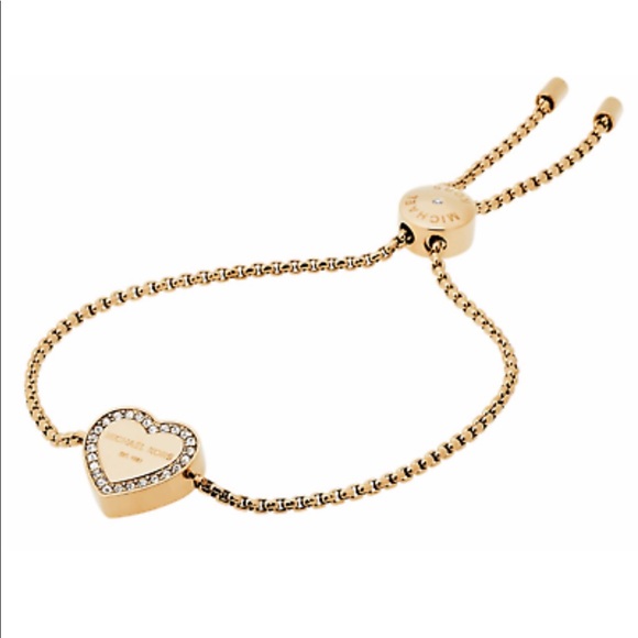 Michael Kors Jewelry - Michael Kors Gold Heart Slider Crystal Bracelet